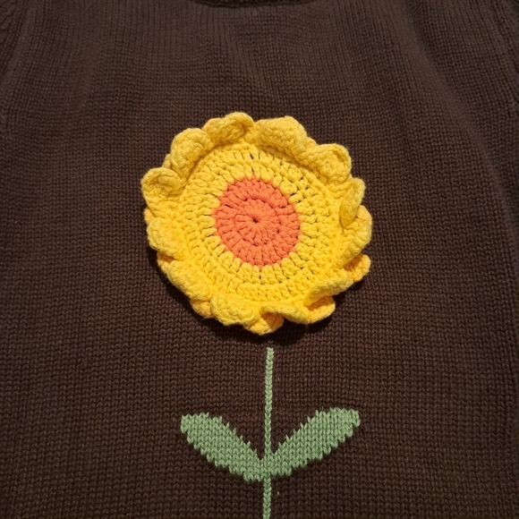 Gymboree size 10 girls knit sweater dress 3D sunflower - Picture 4 of 7